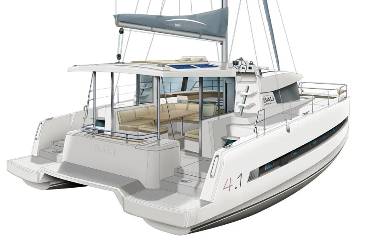 Exterior view of Private Beach, a Bali 4.1 catamaran at Primošten, Croatia