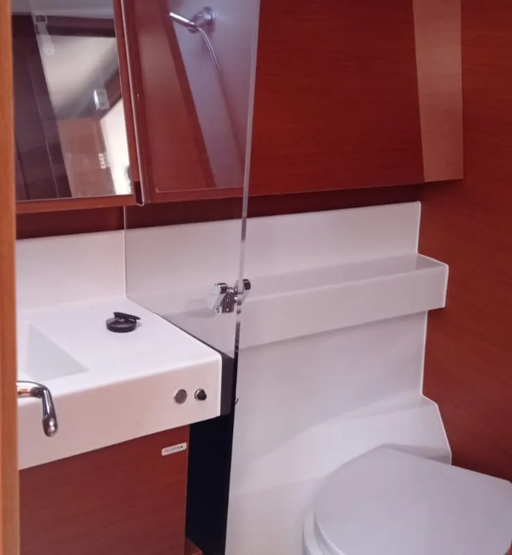 Head on Verdejo, a Jeanneau Sun Odyssey 410 sailboat at es Jonquet, Spain