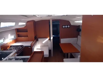 Salon of Verdejo, a Jeanneau Sun Odyssey 410 sailboat at es Jonquet, Spain
