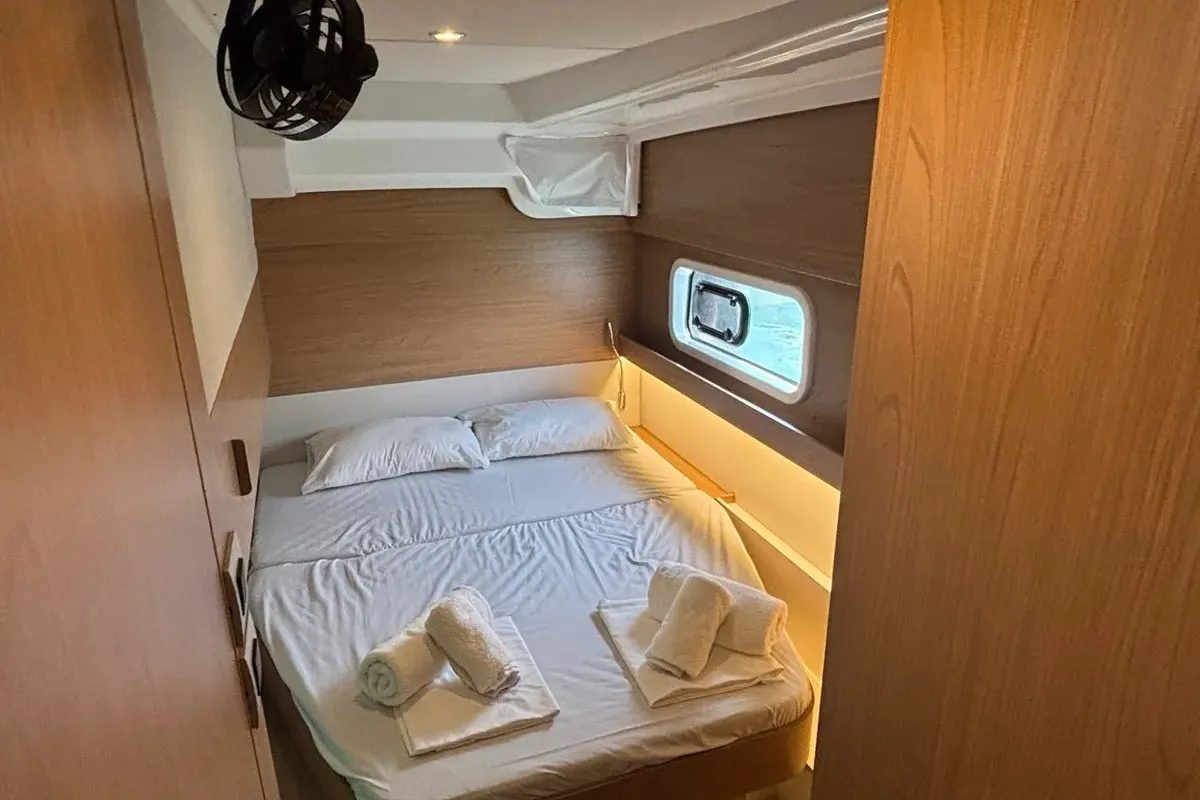 Cabin on One Flirt, a Bali Catspace catamaran at Municipal Unit of Lefkada, Greece