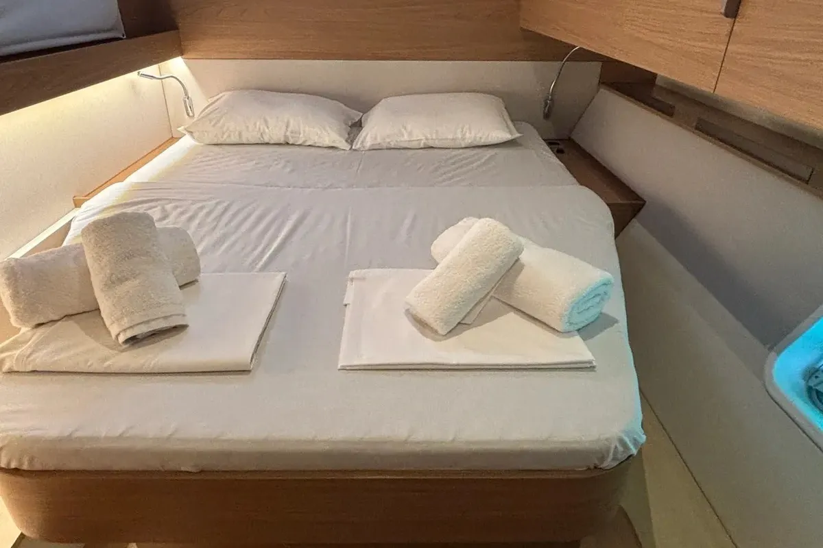 Cabin on One Flirt, a Bali Catspace catamaran at Municipal Unit of Lefkada, Greece
