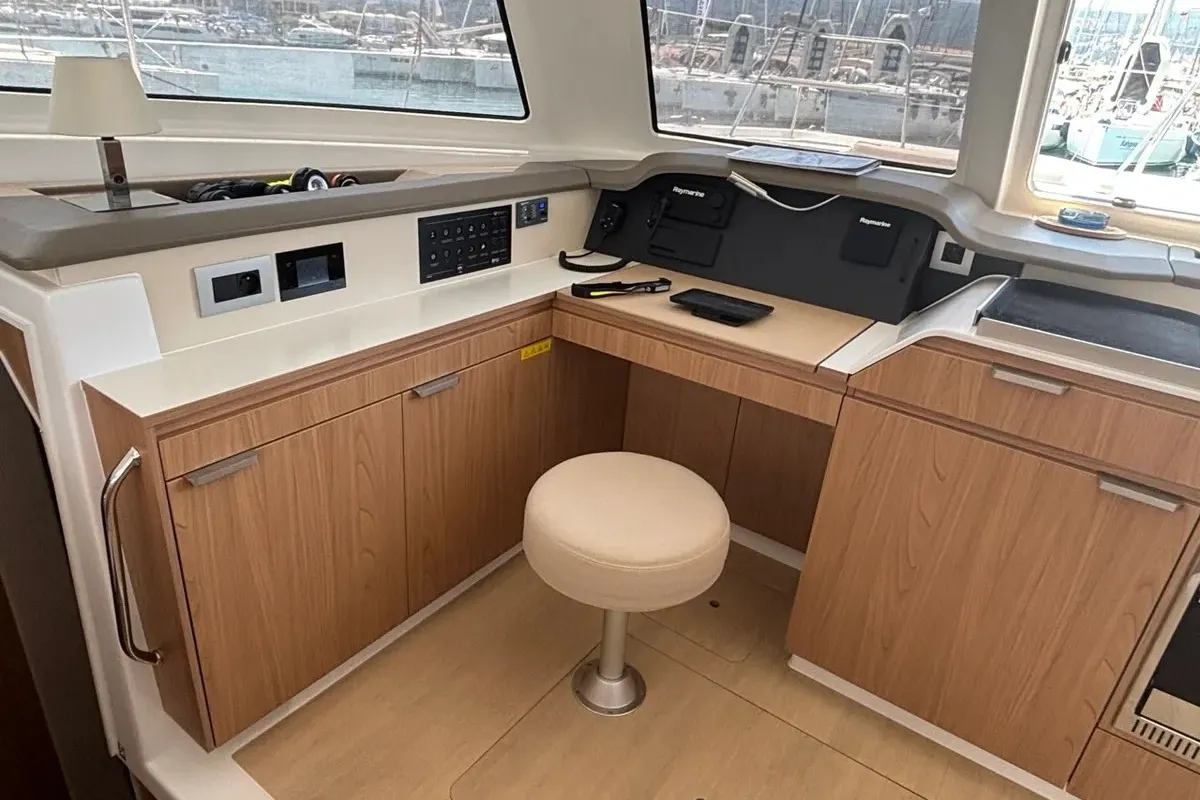 Cockpit of One Flirt, a Bali Catspace catamaran at Municipal Unit of Lefkada, Greece