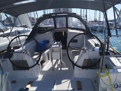 Cockpit of true elli, a Jeanneau Sun Odyssey 349 sailboat at Trogir, Croatia