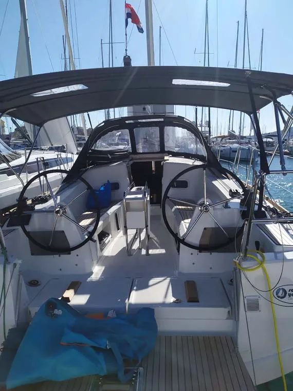 Cockpit of true elli, a Jeanneau Sun Odyssey 349 sailboat at Trogir, Croatia