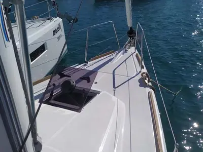 Deck of true elli, a Jeanneau Sun Odyssey 349 sailboat at Trogir, Croatia