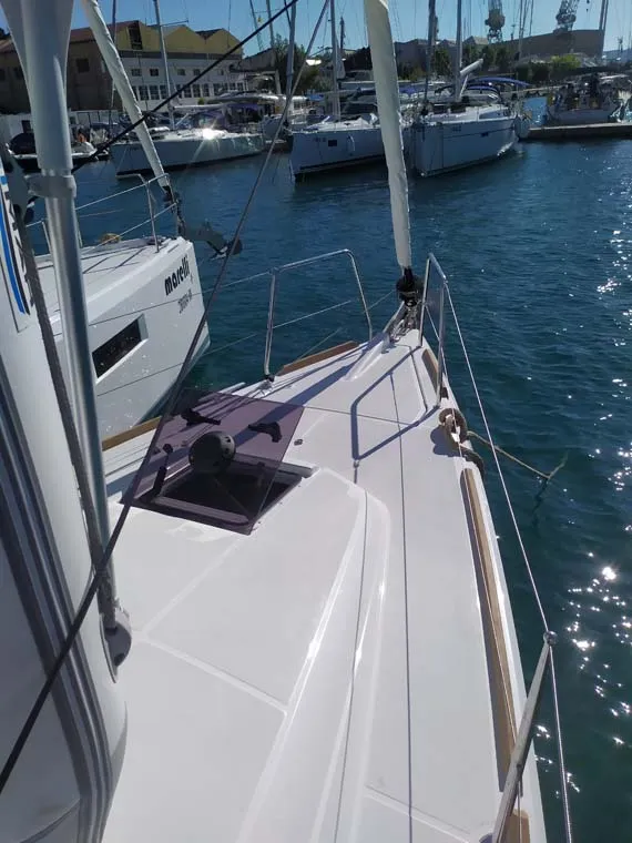 Deck of true elli, a Jeanneau Sun Odyssey 349 sailboat at Trogir, Croatia