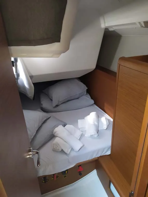 Cabin on true elli, a Jeanneau Sun Odyssey 349 sailboat at Trogir, Croatia