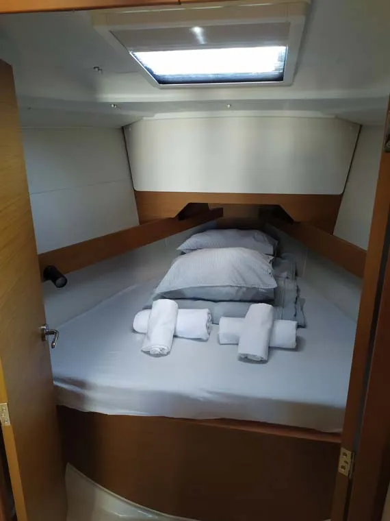 Cabin on true elli, a Jeanneau Sun Odyssey 349 sailboat at Trogir, Croatia