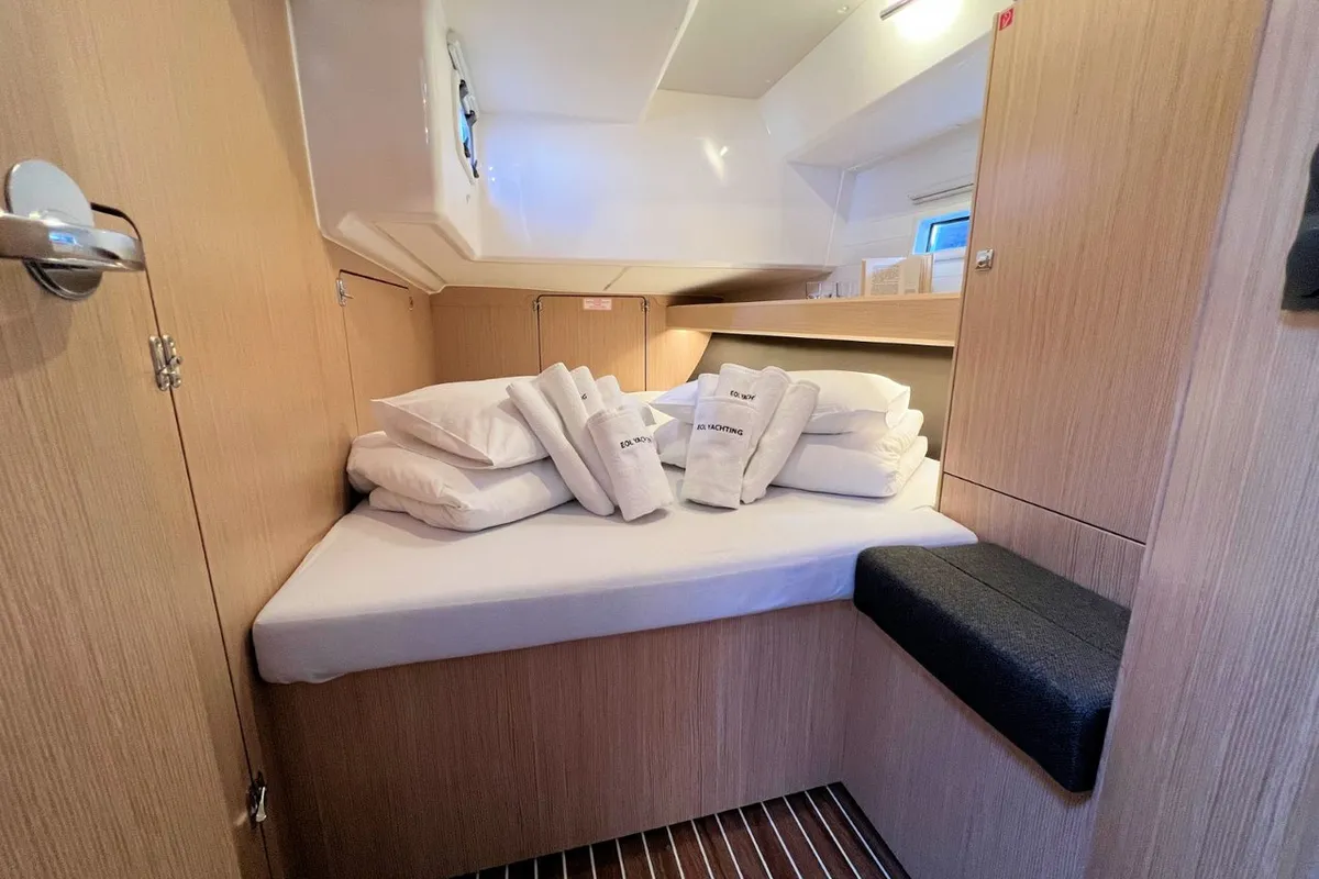 Cabin on Panda IV, a Bavaria Cruiser 46 sailboat at Grad Pula, Croatia