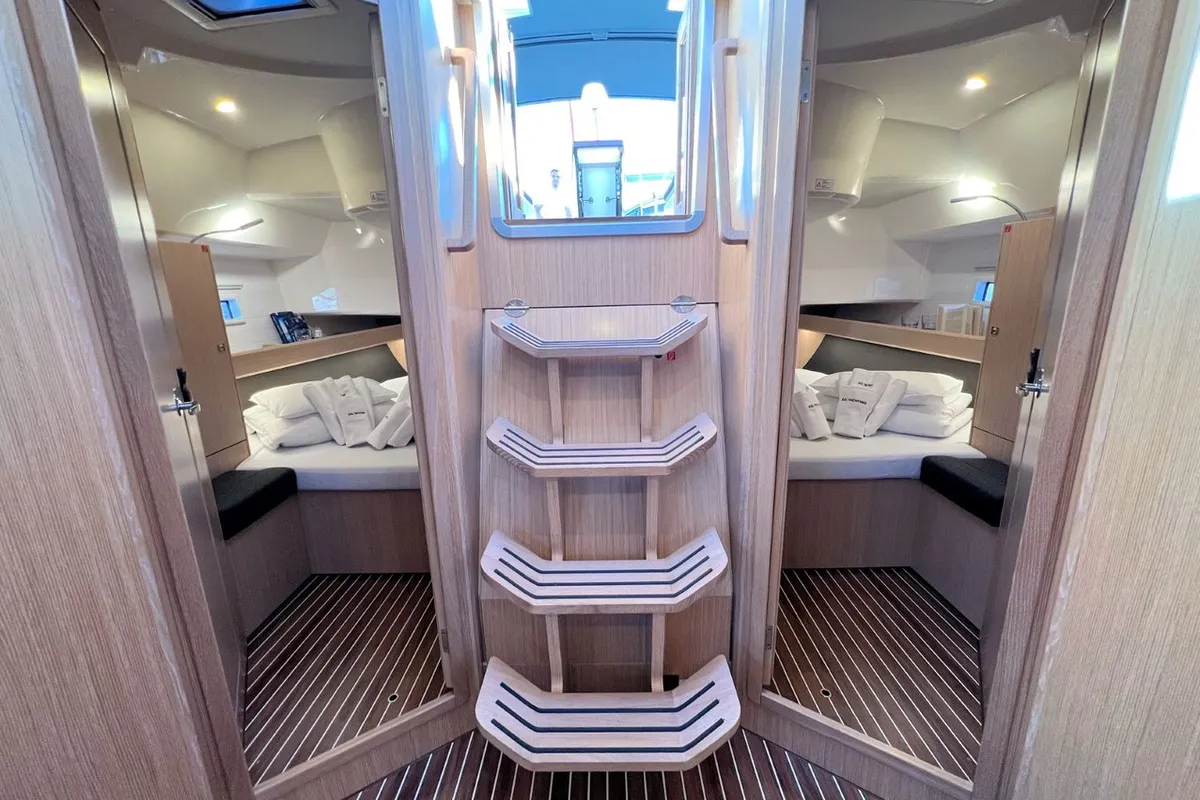 Cabin on Panda IV, a Bavaria Cruiser 46 sailboat at Grad Pula, Croatia