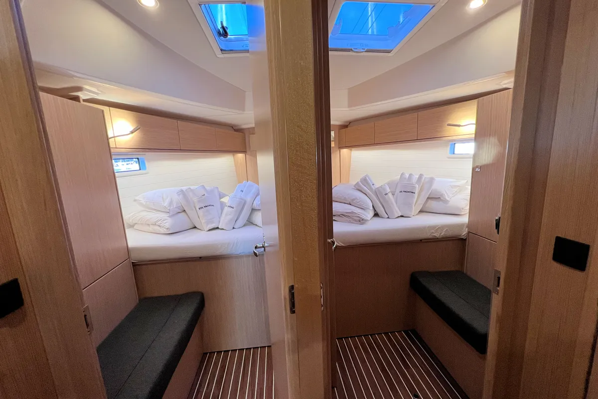 Cabin on Panda IV, a Bavaria Cruiser 46 sailboat at Grad Pula, Croatia