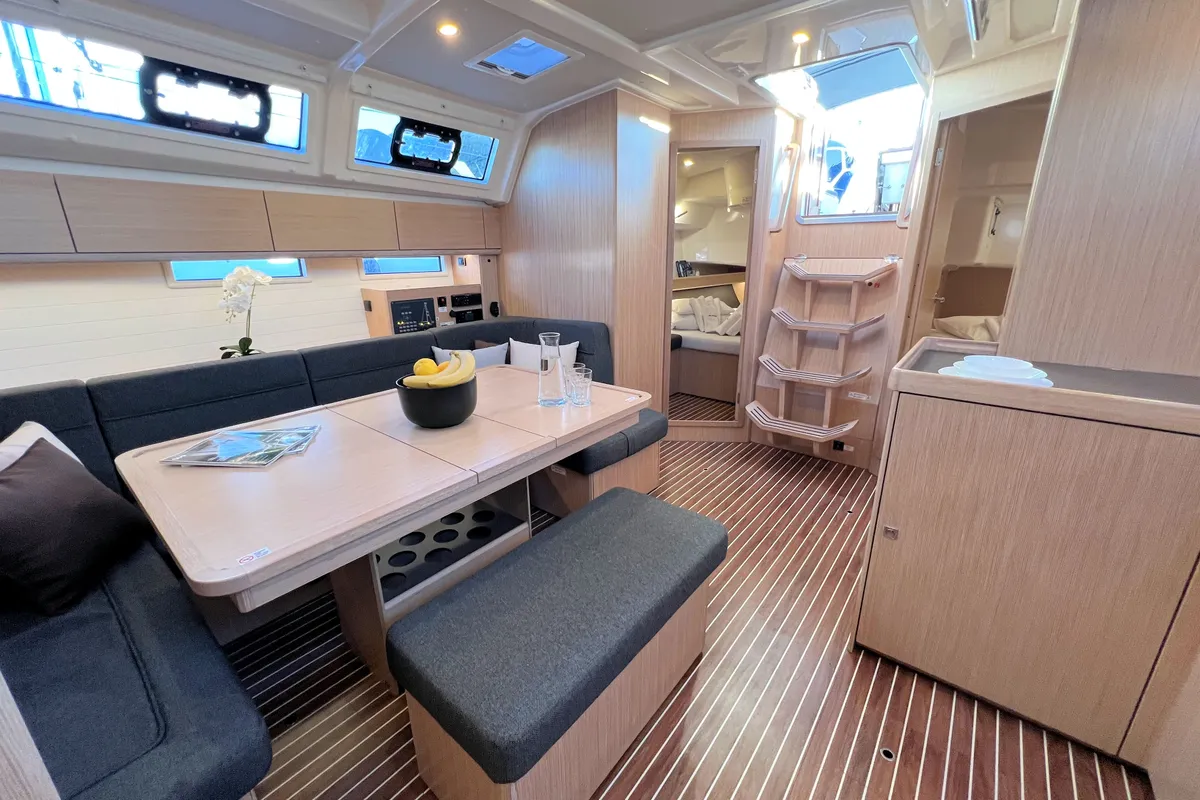 Salon of Panda IV, a Bavaria Cruiser 46 sailboat at Grad Pula, Croatia