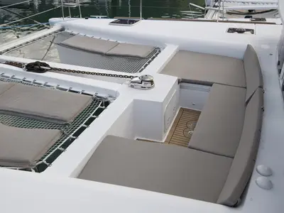 Deck of Muzikal, a Lagoon 450 catamaran at Baan Salak Phet, Thailand
