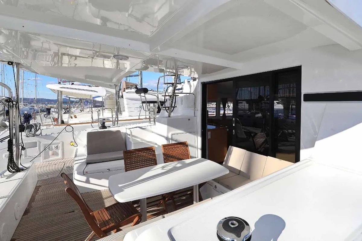 Deck of Jaloco, a Lagoon 42 catamaran at Murter, Croatia