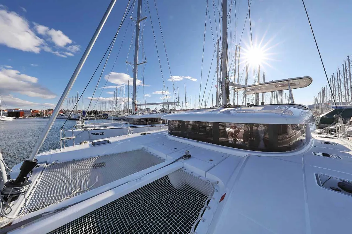 Deck of Jaloco, a Lagoon 42 catamaran at Murter, Croatia