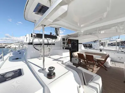 Deck of Jaloco, a Lagoon 42 catamaran at Murter, Croatia