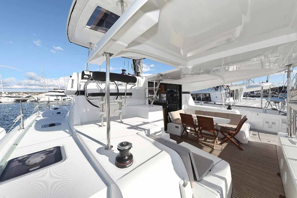 Deck of Jaloco, a Lagoon 42 catamaran at Murter, Croatia