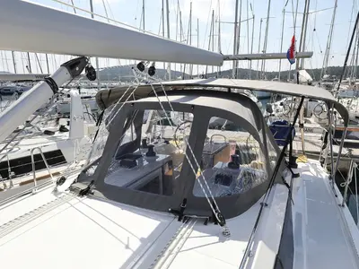 Deck of Lea, a Bavaria C38 sailboat at Pirovac, Croatia