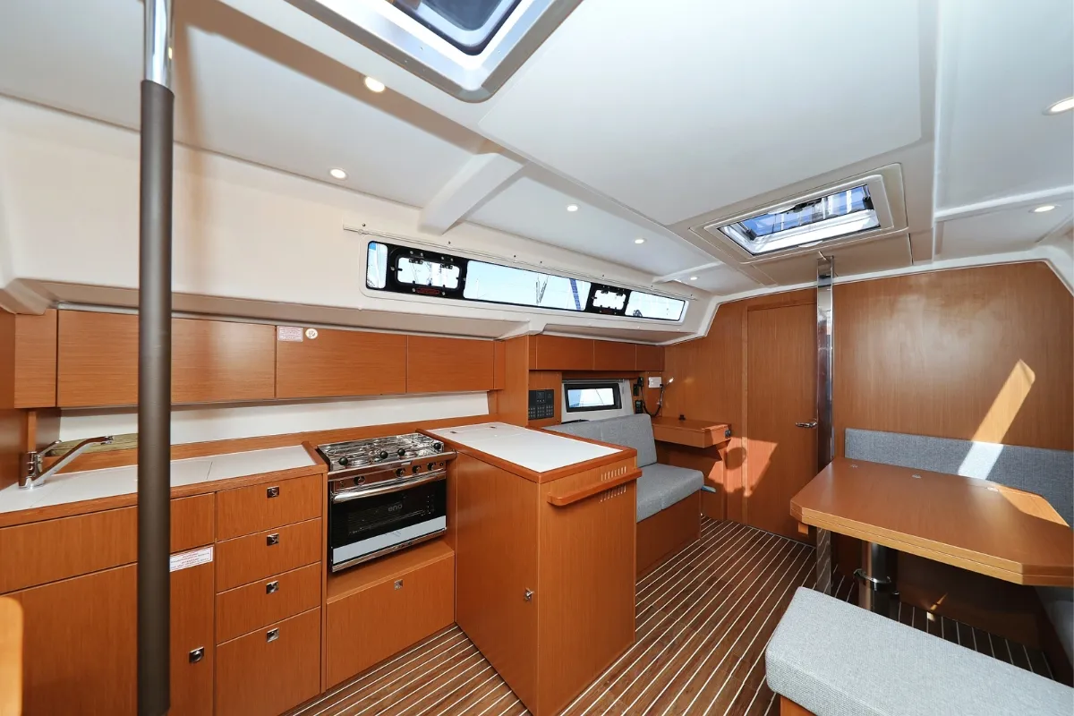Galley of Lea, a Bavaria C38 sailboat at Pirovac, Croatia