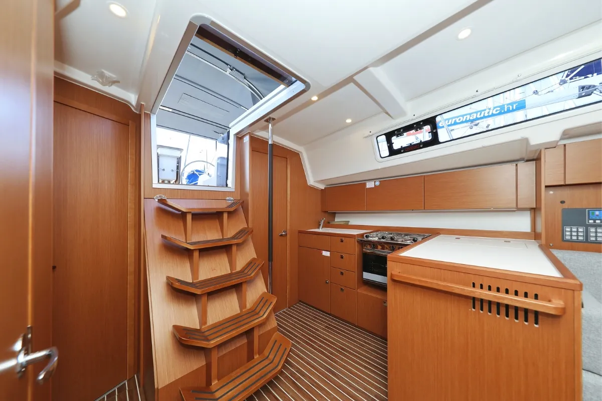 Galley of Lea, a Bavaria C38 sailboat at Pirovac, Croatia