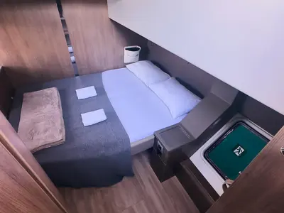 Cabin on Ediba Virgo, a Bali 4.8 catamaran at Marmaris, Turkey