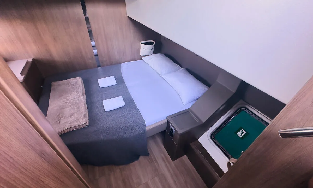 Cabin on Ediba Virgo, a Bali 4.8 catamaran at Marmaris, Turkey