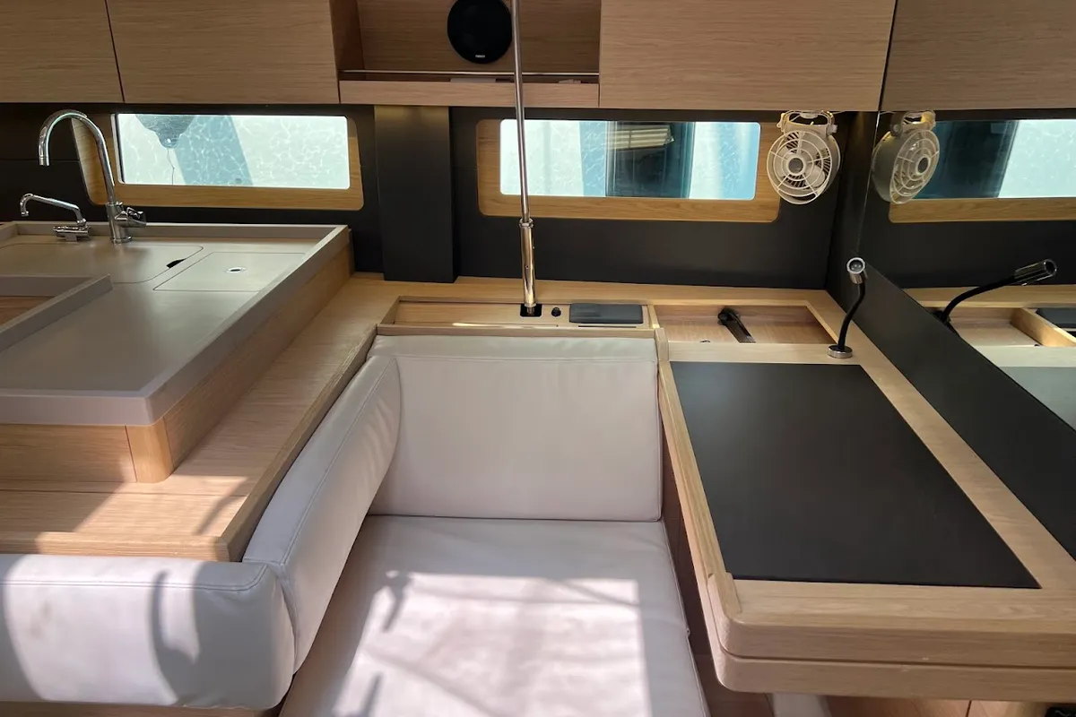 Salon of Shine, a Beneteau Oceanis 51.1 sailboat at Kontokali, Greece
