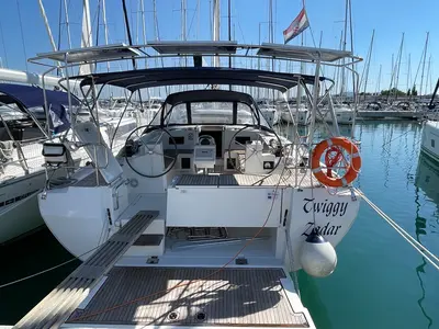 Cockpit of Twiggy, a Bavaria C45 sailboat at Sukošan, Croatia