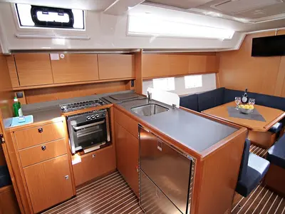 Galley of Twiggy, a Bavaria C45 sailboat at Sukošan, Croatia