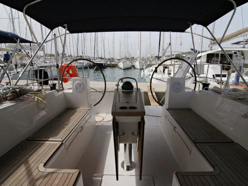 Cockpit of Twiggy, a Bavaria C45 sailboat at Sukošan, Croatia