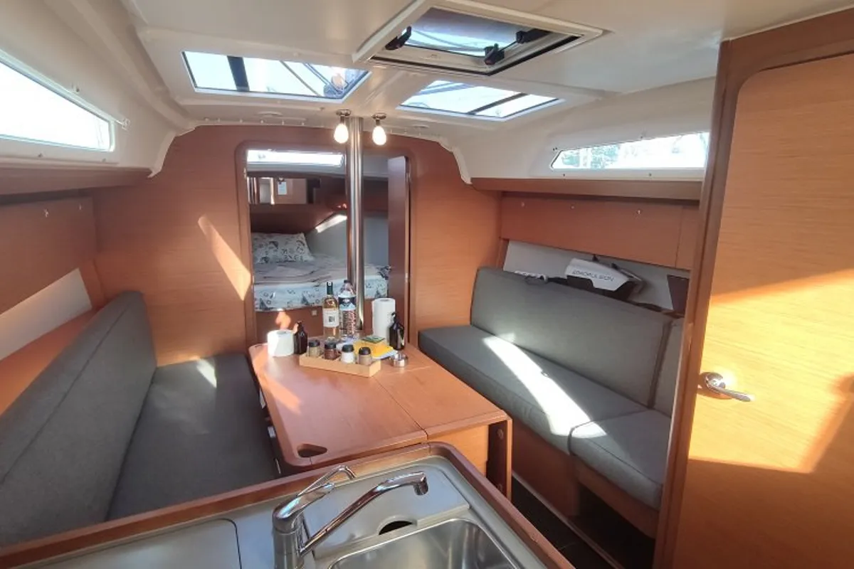 Salon of Gracia, a Dufour 360 GL sailboat at Fethiye, Turkey