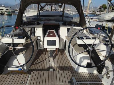 Cockpit of Gracia, a Dufour 360 GL sailboat at Fethiye, Turkey