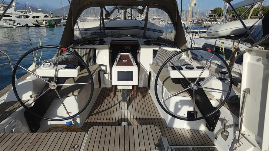 Cockpit of Gracia, a Dufour 360 GL sailboat at Fethiye, Turkey