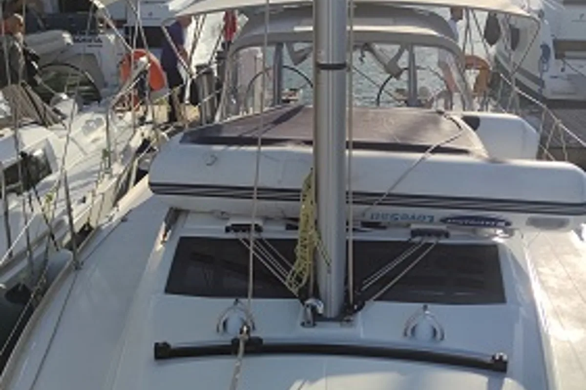 Deck of Gracia, a Dufour 360 GL sailboat at Fethiye, Turkey