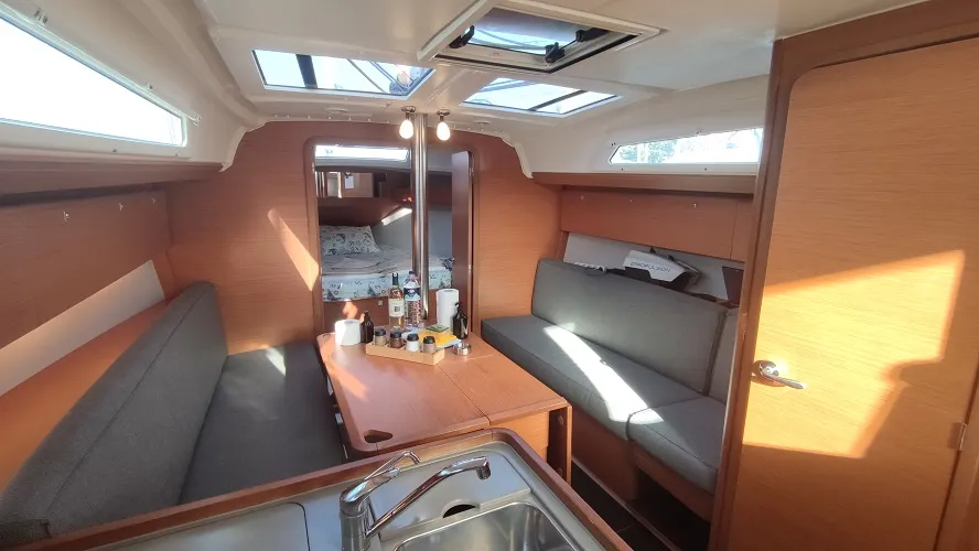 Salon of Gracia, a Dufour 360 GL sailboat at Fethiye, Turkey
