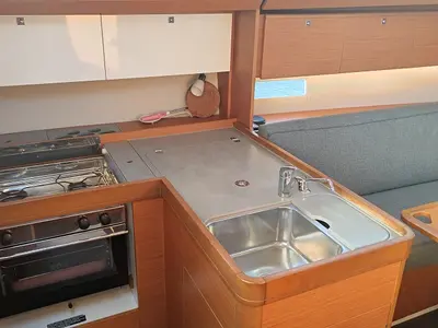 Galley of Gracia, a Dufour 360 GL sailboat at Fethiye, Turkey