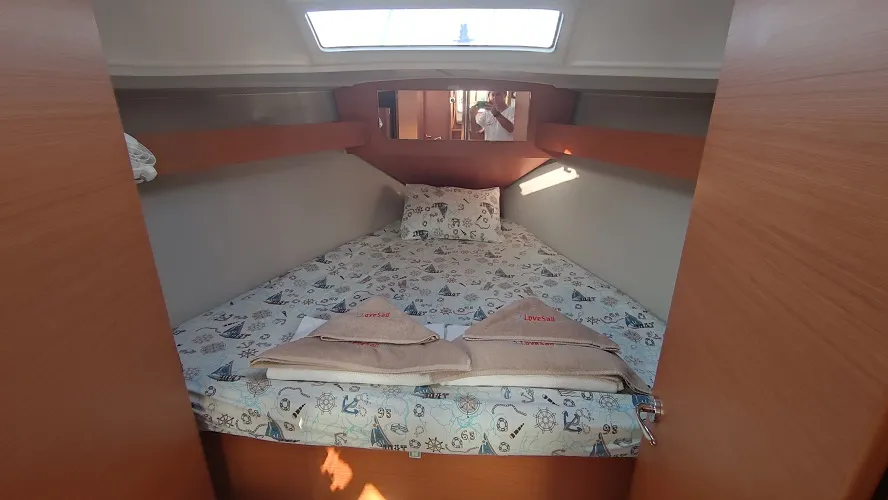 Cabin on Gracia, a Dufour 360 GL sailboat at Fethiye, Turkey