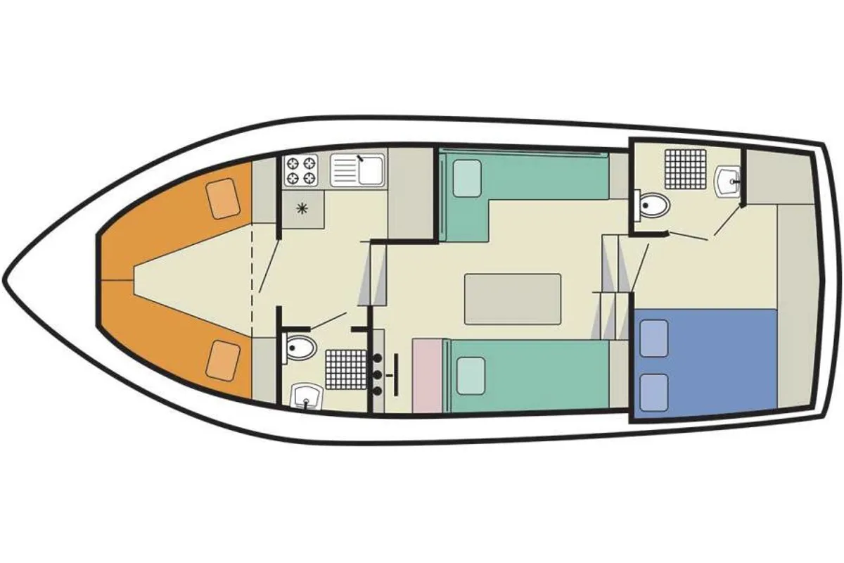 Floor plan of Lake Star, a Cygnet Lake Star motorboat at Carrick-on-Shannon, Ireland