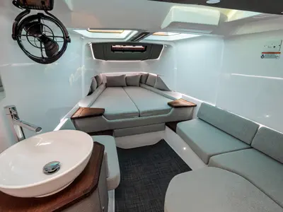Cabin on Axe, a Axopar 37 Sun Top motorboat at Grad Vodice, Croatia