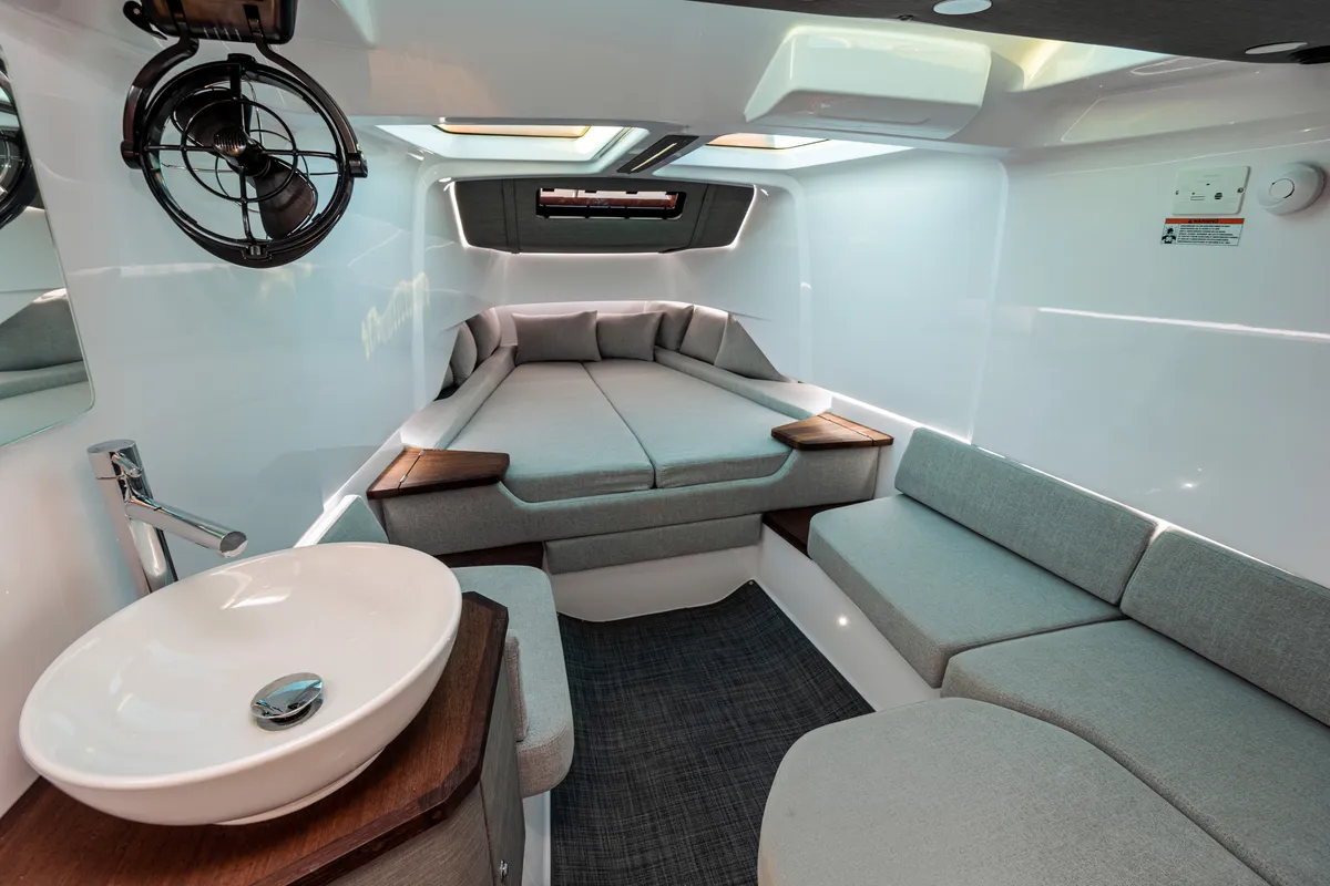 Cabin on Axe, a Axopar 37 Sun Top motorboat at Grad Vodice, Croatia