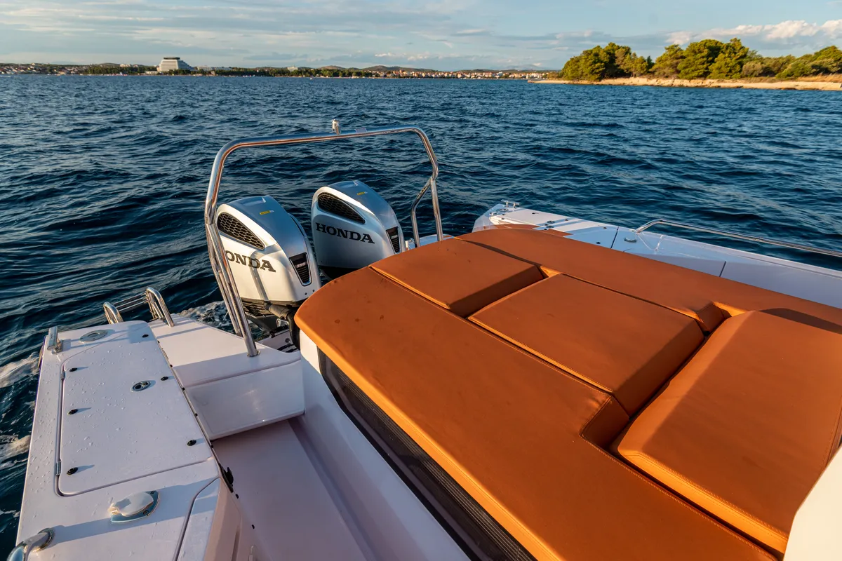 Deck of Axe, a Axopar 37 Sun Top motorboat at Grad Vodice, Croatia