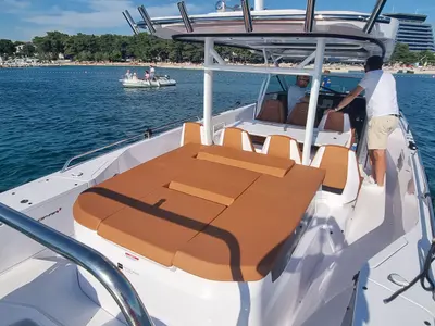 Deck of Axe, a Axopar 37 Sun Top motorboat at Grad Vodice, Croatia
