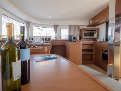 Salon of Fly With Me, a Lagoon 42 catamaran at Grad Biograd na Moru, Croatia
