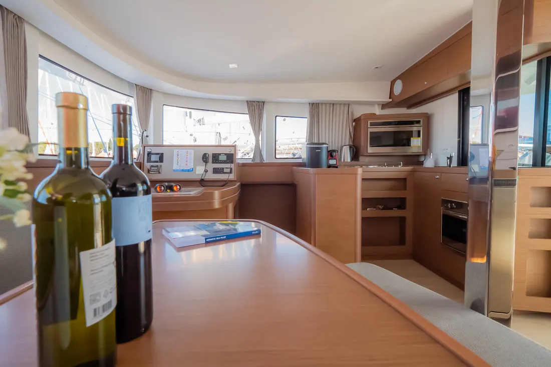 Salon of Fly With Me, a Lagoon 42 catamaran at Grad Biograd na Moru, Croatia