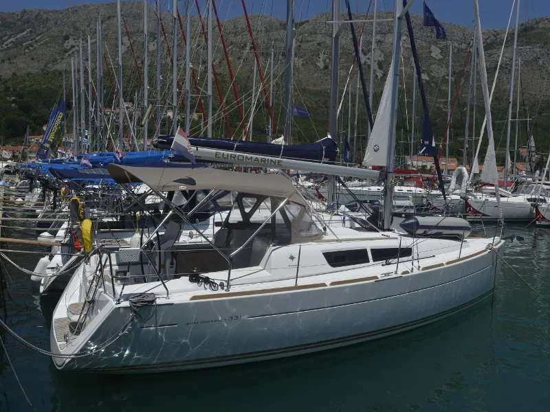 Exterior view of Hasta Siempre, a Jeanneau Sun Odyssey 33i sailboat at Dubrovnik, Croatia
