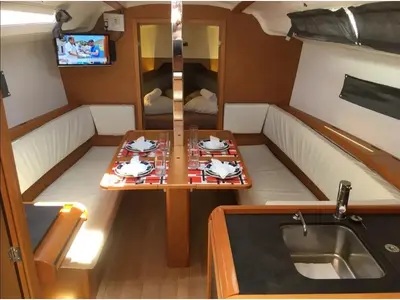 Salon of Papatheo, a Jeanneau Sun Odyssey 349 sailboat at Municipal Unit of Lefkada, Greece