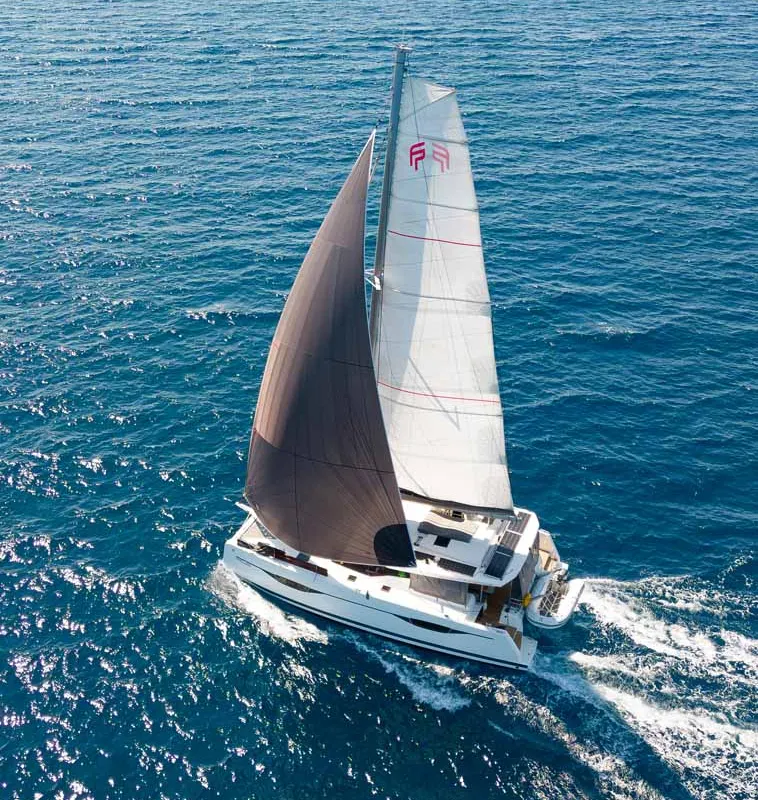 Exterior view of Mojo, a Fountaine Pajot Astrea 42 catamaran at Grad Pula, Croatia