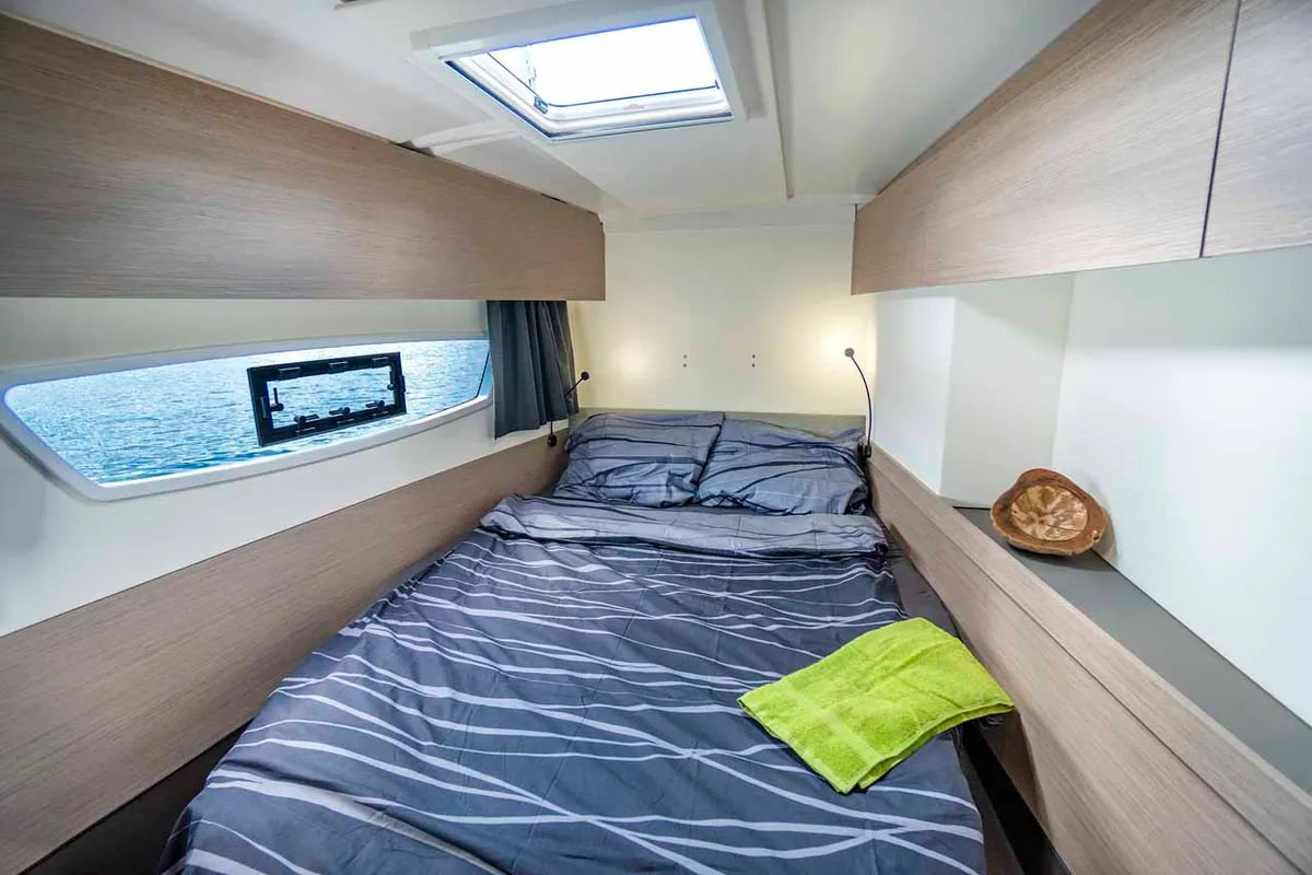 Cabin on Mojo, a Fountaine Pajot Astrea 42 catamaran at Grad Pula, Croatia
