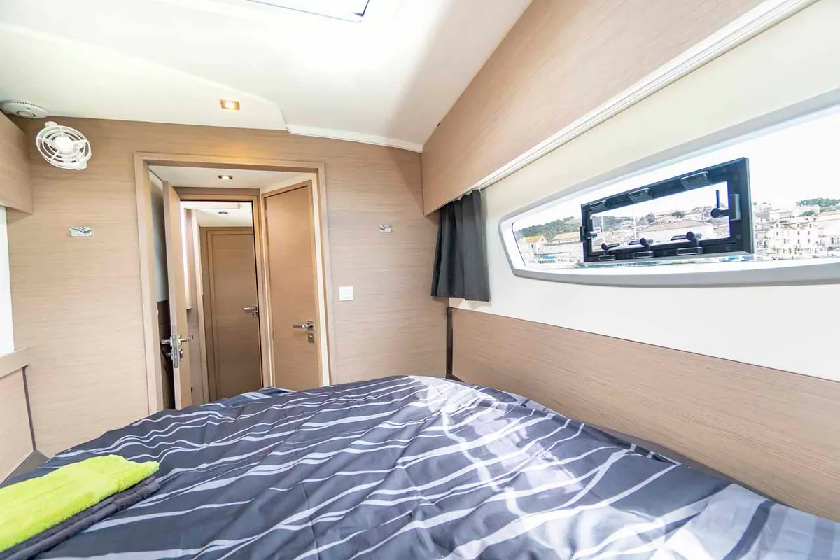 Cabin on Mojo, a Fountaine Pajot Astrea 42 catamaran at Grad Pula, Croatia