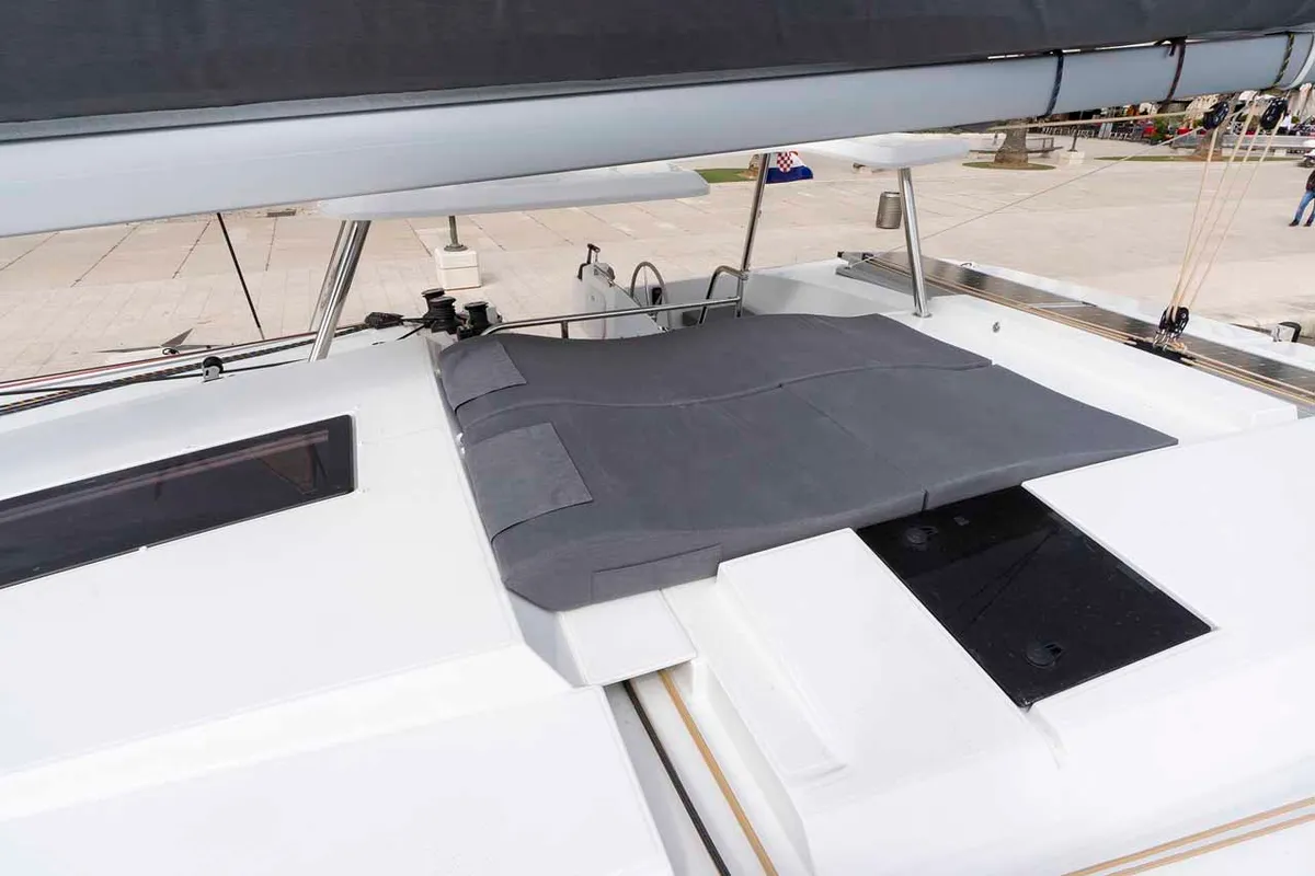 Deck of Mojo, a Fountaine Pajot Astrea 42 catamaran at Grad Pula, Croatia